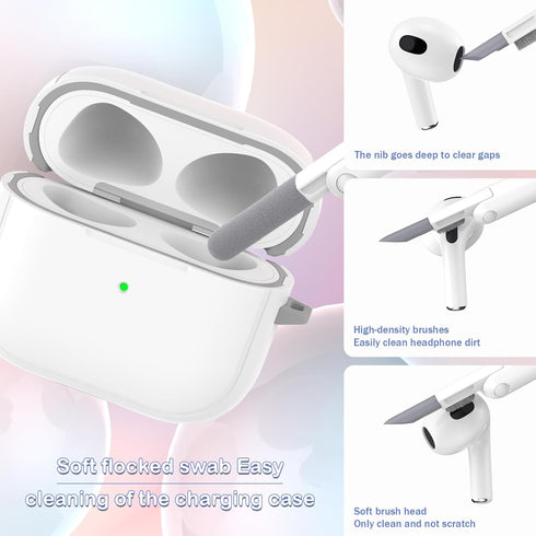 AirPods 3rd Generation Case Cover with Cleaning Kit, Full Drop Protection Cover with Lanyard, Youthful Macaroon Color for Airpods 3rd Generation C...