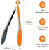 9 Inch Orange Kitchen Tongs, Cooking Tongs with Silicone Tips and Stainless Steel Handle, Non Stick Heat Resistant Tongs for Cooking, Buffet, Sala...