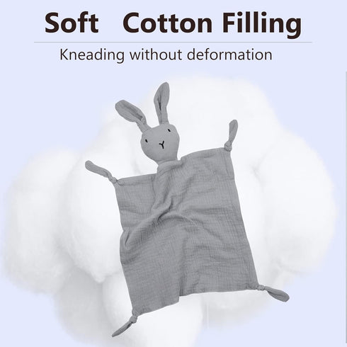 ZIGJOY Bunny Lovey Muslin Cotton Baby Security Blanket Soft Breathable Lovies for Babies Gifts for Newborn Infant Toddler Boys and Girls, Grey...