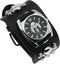 Good Leather Punk Skull Quartz Men's Wrist Watch,Big Dial Skull Women's Watch,Skull+Chains+Rivets Elements,Fashion Gift Watch Cool, Black...