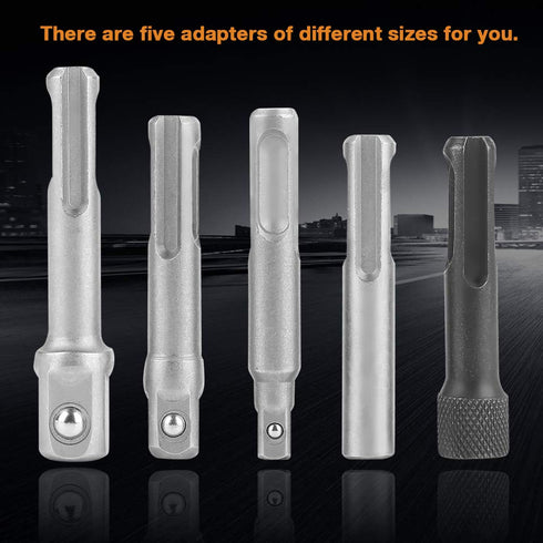3PC SDS Plus Steel Socket Adapter+2PC SDS Socket Hexagonal Extension Socket Wrench Adapter Electric Tool Accessories...