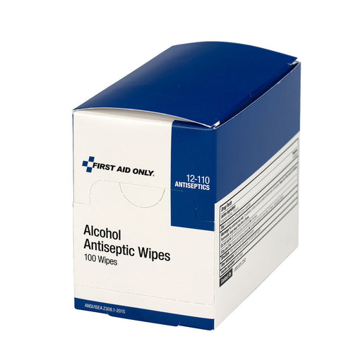 First Aid Only 12-110 Alcohol Wipes, Individually Wrapped, 100 Per Box......