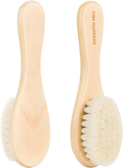 Baby Hair Bush and Comb Set -Nature Lotus Wood with Soft Goat Bristle and Pear Wood Comb for Newborns & Toddlers, Ideal for Cradle Cap...
