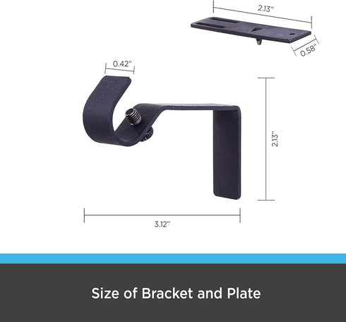 Kenney Fast Fit 5/8" No Measure Curtain Rod Brackets, Matte Black...