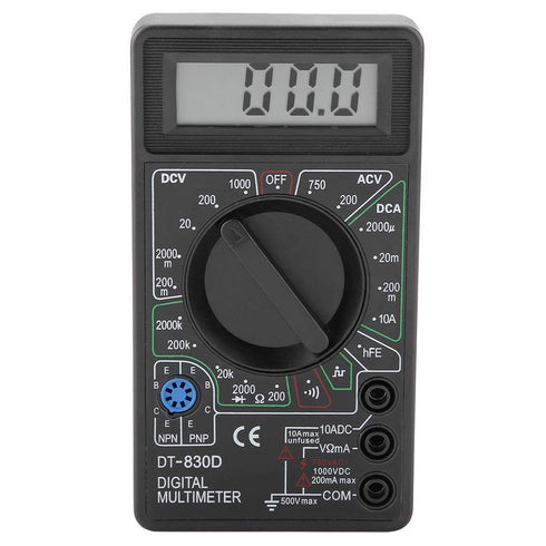 Black DT830D Auto Ranging Digital Multimeter, Continuity Ohm Digital Multimeter, for Transistor Testing Diode Testing Continuity Measurement Buzze...