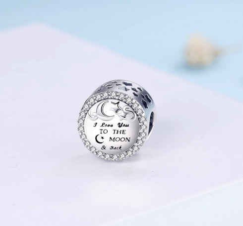 925 Sterling Silver Charm Fit for Pandora Charms Bracelet I Love You to the Moon and Back Bead Charm Birthday Gifts Women Jewelry...