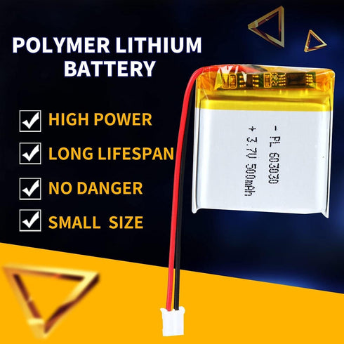 3.7V 500mAh 603030 Lipo battery Rechargeable Lithium Polymer ion Battery Pack with PH2.0mm JST Connector...