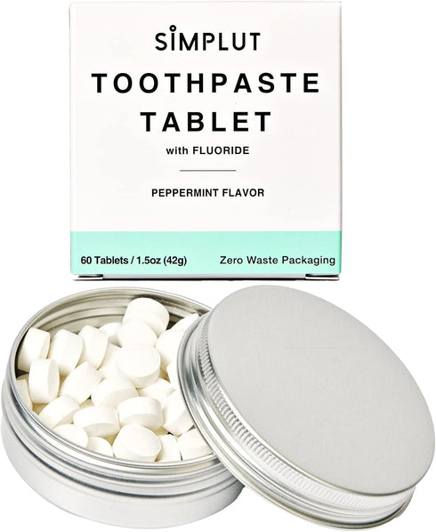 Chewable Toothpaste Tablets with Fluoride, 60 Pack - Travel Sized Oral Care, Eco Friendly Vegan Dental Tabs for Brushing - All Natural, SLS Free I...