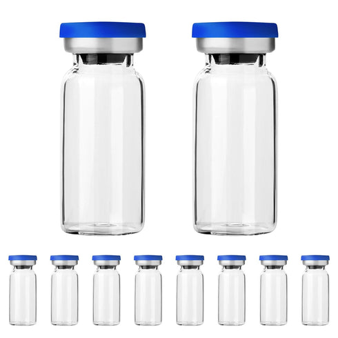 Sterile Empty Vials with Self Healing Injection Port,with Aluminum Plastic Cap?Sealed Empty Vials (10ML 12PCS)...