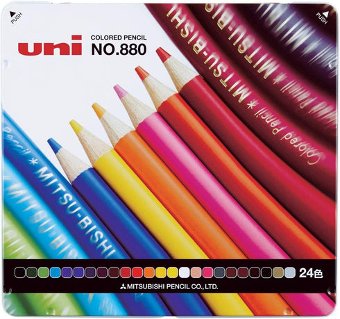 Mitsubishi Pencil K88024CP Colored Pencils, 880, 24 Colors, Height 7.4 x Width 7.8 x Thickness 0.5 inches (187.0 x 199.0 x 12.0 mm)...