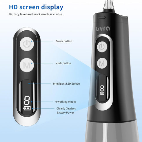 Water Dental Flosser Portable Teeth Cleaner 9 Modes Water Picks 300ml Cordless Oral Irrigator Rechargeable Ipx7 Waterproofe High Pressure for Trav...