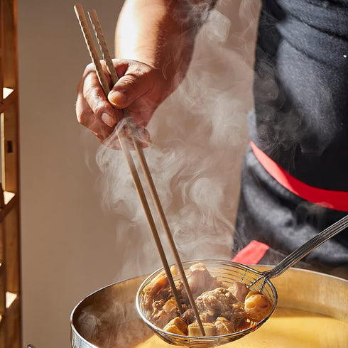2 Pairs 16.5 inches Long Cooking Chopsticks, Reusable Chopsticks Wooden Chopsticks for Noodles Frying Hot Pot ,Extra Long Kitchen Cooking Chop Sti...