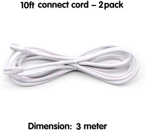 T5 T8 Extension Cords, 10 ft 3 Meter Connector Cord, 3-Prong Extended Power Cable for Integrated LED Tube Light, Single LED Shop Garage Light Fixt...