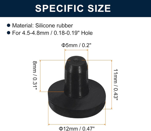 uxcell 16 Pieces Black Rubber Stopper, 5mm Plug Holes for 4.5-4.8mm/0.18-0.19" Hole...