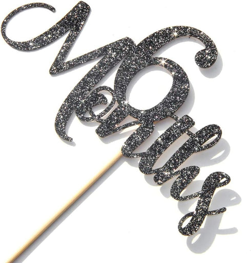 6 Months Cake Topper Black Glitter Baby 1/2 Birthday Cake Topper Baby Shower Party Decorations...