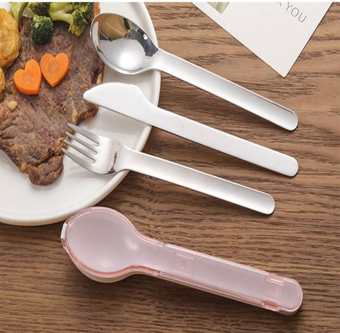 Travel Cutlery Set with Case Portable Silverware Utensils Set,ABS cutlery box, spoon and forkReusable Flatware Set Cutlery Set for Camping Picnic ...