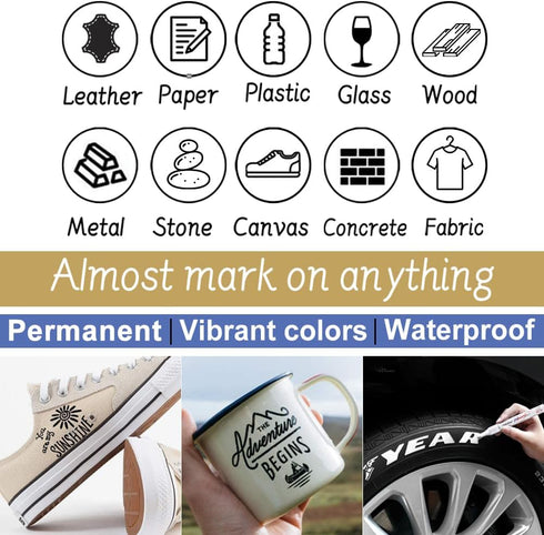 Overseas White and Black Paint Pens Paint Markers - 12 Pack Permanent Oil Based Paint Pen, Medium Tip, Quick Dry and Waterproof Marker for Rock, W...