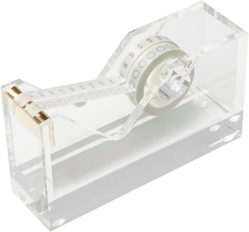 russell+hazel Acrylic Tape Dispenser, Clear with Gold-Toned Hardware, 1-13/16” x 6” x 3-3/8” (31734)...