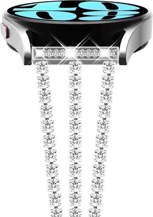 NewWays Compatible for SAMSUNG Galaxy Watch 7 6 Classic 6 5 4 Band 40mm 44mm 42mm 46mm, 20mm Stunning Diamonds Bracelet with Quick Release Pin for...