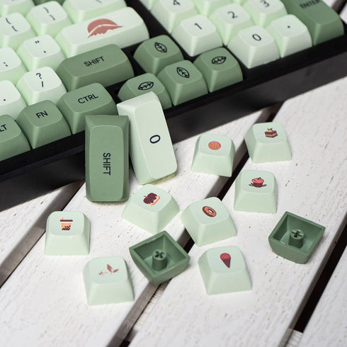 mintcaps Matcha Green PBT Keycaps Set 124 Keys XDA Profile Cute Keycaps Custom Dye-Sublimation Keyboard Keycaps for 60% 65% 70% 75% 100% Cherry Ga...