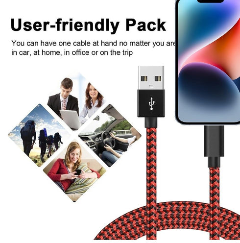 i.Phone Charger Cable 2Pack 6FT Lightining Cable USB Heavy Duty Nylon Fast USB i.Phone Charging Cord Compatible with i.Phone 14/13/12/11/Pro/X/Xs ...