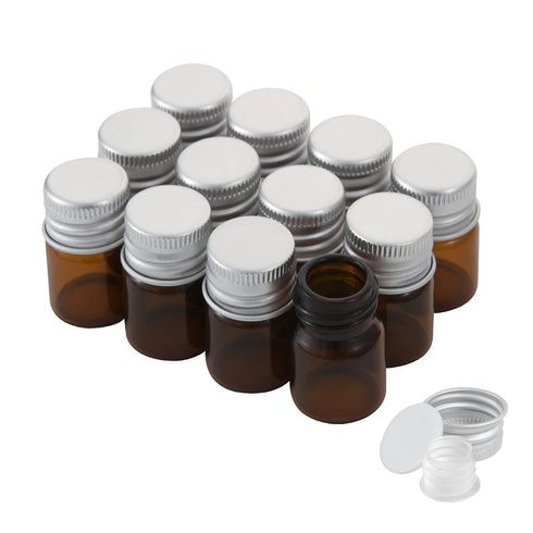 5ml Amber Glass Vials with Screw Caps and Plastic Stoppers, Small Brown Liquid Sample Vial, Leak-Proof Vial, 12PCS...