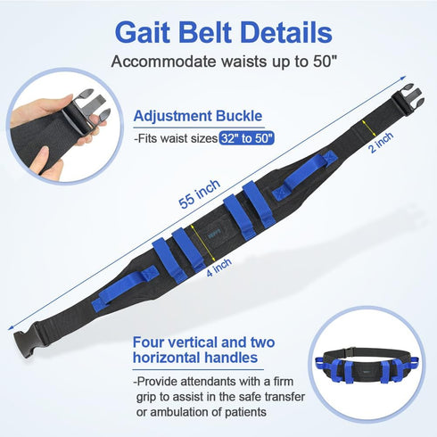 NEPPT Gait Belts Transfer Belts for Seniors Physical Therapy with Handles Safety Gait Belt for Lifting Elderly Fall Prevention Devices Medical Wal...