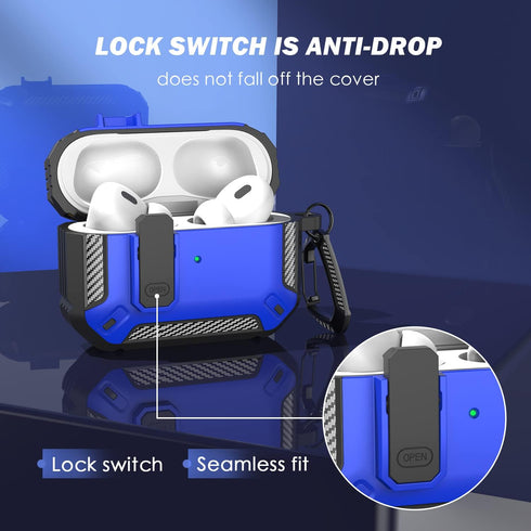 AirPods Pro 2nd Generation Case Cover with Cleaner Kit, Military Hard Shell Protective Armor with Lock for AirPod Gen 2 Charging Case2023 2022, Fr...