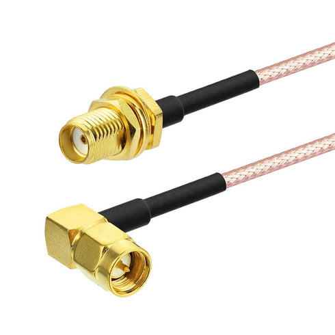 BINGFU SMA Female Bulkhead Mount to SMA Male Right Angle RG316 Antenna Extension Cable 12 inch 30cm 2-Pack Compatible with 4G LTE Router Cellular ...