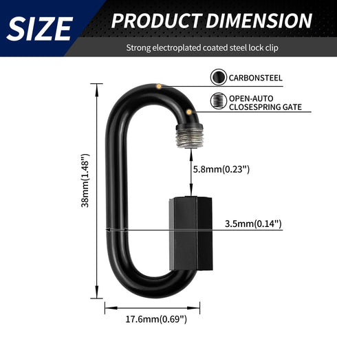 1.46" Chain Quick Links, 10 Pcs 1/8" Marine Grade Screw Chain Links, Large Opening Chain Connector Chain Coupler, 175 Lbs Capacity...