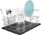 Home Basics Black Kitchen Sink Countertop 2 Tier Dish Rack and Draining Board Cutlery Holder, Fits Large Plates, Dry & Drip Tray, Full Mesh...