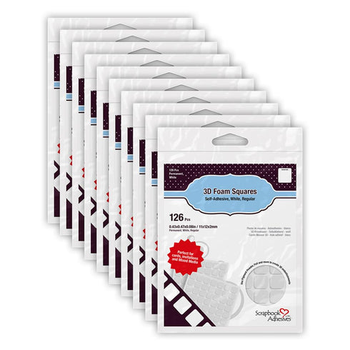 Scrapbook Adhesives By 3L, Regular Pre-Cut 3D Foam Squares, White, 1/2-Inch x 1/2-Inch, 126 Count (Pack of 10) (01610-MP)...