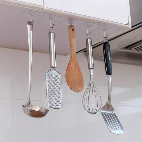 Wall Hooks for Hanging 33lb(Max),Heavy Duty Self Adhesive Hooks 12 Pack Transparent Waterproof Sticky Hooks for Keys Bathroom Shower Outdoor Kitch...
