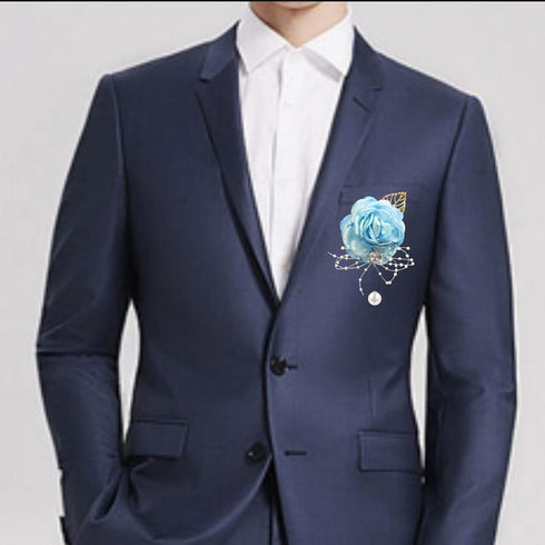 Rose Flower Wedding Brooches Cloth Art Floral Leaf Suit Shirt Lapel Brooch Pin Fashion Jewelry Boutonniere for Men Women Gold Plated...