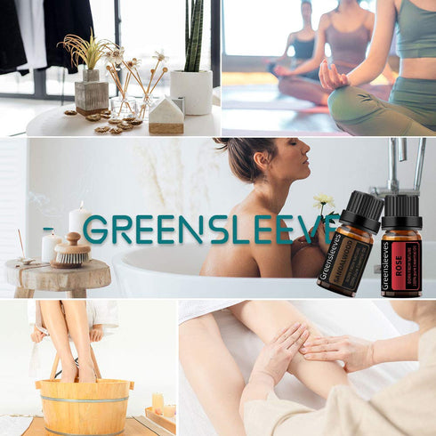 GREENSLEEVES Rose Sandalwood Essential Oil Set, 2 x 10ml Pure Plant-Based Fragrance Oil for Aromatherapy, Essential Oils for Diffuser, Massage, Ba...