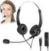 AGPTEK Hands-Free Call Center Noise Cancelling Corded Binaural Headset Headphone with 4-Pin RJ9 Crystal Head and Mic Microphone for Desk Phone - T...