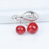 Red Stone Cherry Brooch Pin Green Cubic Zirconia Leaf Fruit Lapel Pin for Women Party Weddings Banquet Jewelry Pins...