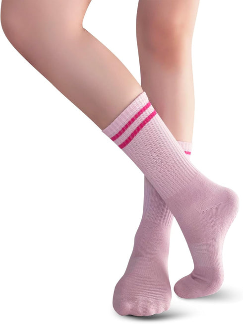 Yoga Socks with Grips for Women, Non Slip Grip Socks for Yoga, Pilates, Barre, Dance | Ideal Cushioned Crew Socks...