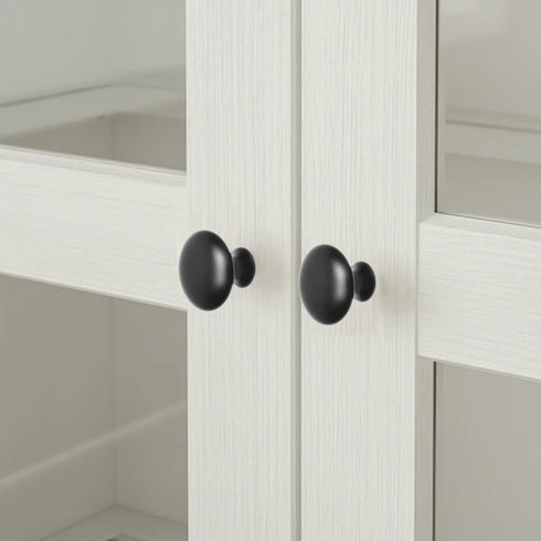 Kare & Kind 6X Round Cabinet Knobs - Matte Black - Pulls for Kitchen Drawers, Cupboards, Dressers - Classic Looking Handles - Hardware for DIY, Ho...