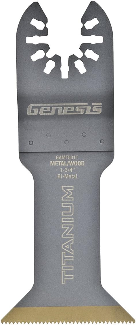 Genesis GAMT531T Universal Quick-Fit 1 3/4" Titanium-Coated Bi-Metal Oscillating Multi-Tool Quick-Release Flush Cut Blade...