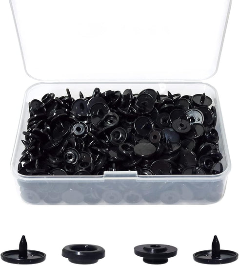 100 Sets T5 Plastic Snaps Round Resin Snaps Buttons for Clothing Diapers Crafting DIY Crafts (Black)...