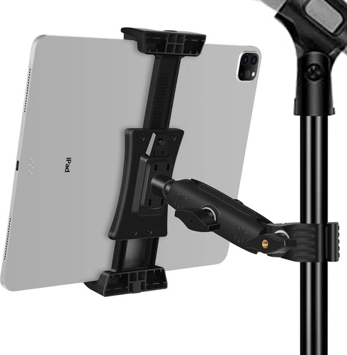 Peastrex Ipad Holder for Mic Stand, Tablet Phone Holder Micophone Music Stand Mount Adjustable Rotatabe with Super Handle Clamp for iPad Pro 12.9 ...