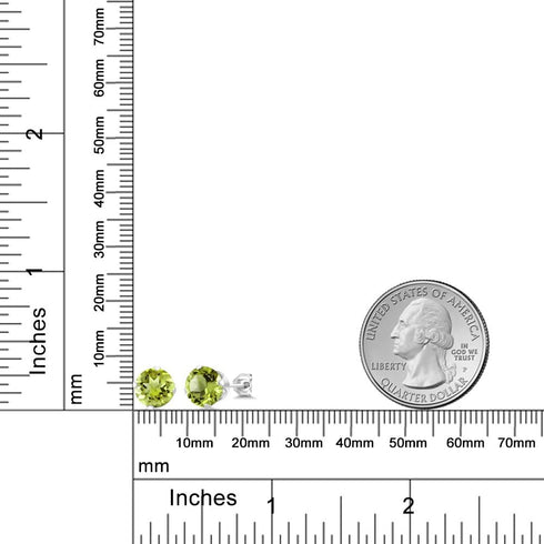 Gem Stone King 925 Sterling Silver Green Peridot Stud Earrings For Women (2.00 Cttw, Gemstone Birthstone, Round 6MM)...