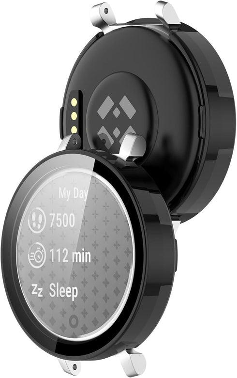 Smartwatch Full Coverage PC Protective Case Cover with Tempered Glass Screen Protector Compatible with Garmin Lily 2 Smartwatch Accessories(Black)...