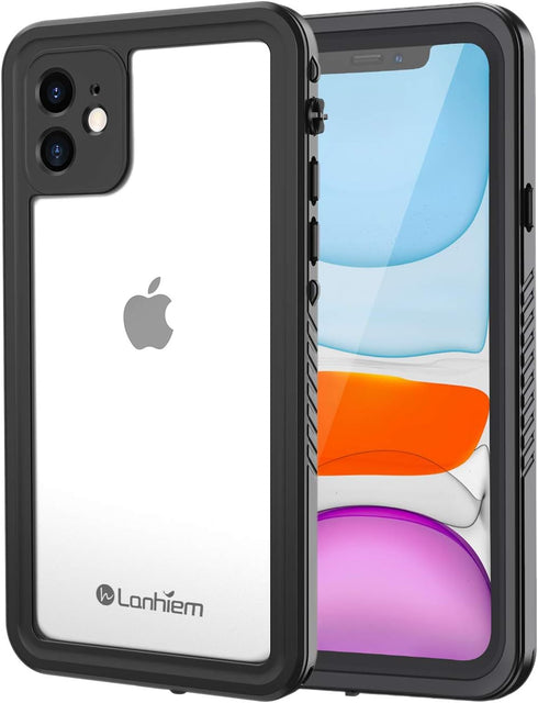 Lanhiem for iPhone 11 Case, IP68 Waterproof Dustproof Case with Built-in Screen Protector, Heavy Duty Full Body Protective Clear Back Phone Cover ...