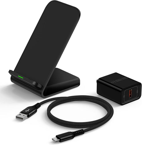 15W Samsung Wireless Charger Fast Charging Stand with QC 3.0 Adapter for Samsung Galaxy S24 Ultra S23 S22 S21 S20 Note 20 Z Flip 5, iPhone 15 14 1...