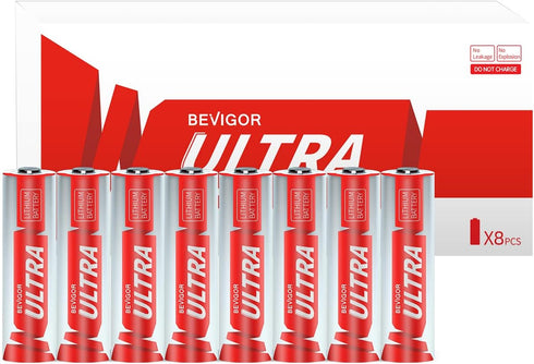 Lithium Batteries AA, AA Batteries 8Pack, 3500mAh 1.5V AA Lithium Battery, Double A Battery, Longer Lasting Lithium Iron AA Batteries for Flashlig...