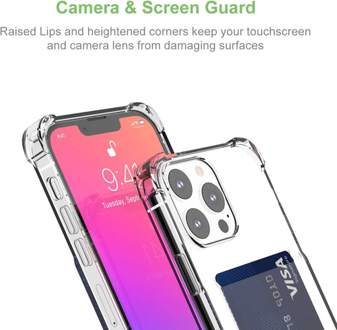 for iPhone 13 Pro Clear Card Case, Protective Shockproof TPU Slim Wallet Case with Card Holder Compatible with MagSafe...