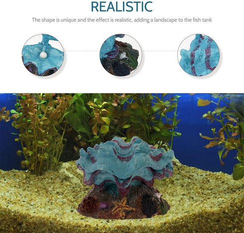 LUOZZY 2Pcs Pearl Scallop Ornaments Fish Tank Bubbler Decorations Underwater Aquarium Resin Craft Decors...