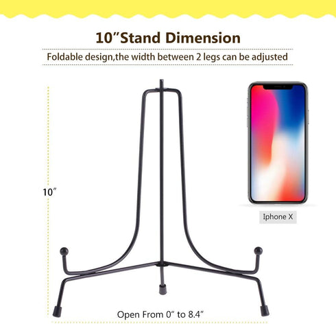 LIONWEI LIONWELI 10inch(2pack) Upgraded Anti-Slip Iron Plate Display Stand Black Easel Display Stand Photo Holder Stand,Displays Picture Frames, D...